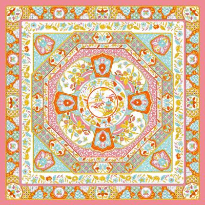 China Square Wholesale 12M/M Silk Satin Scarf 52cm*52cm Screen Printing Scarf For Women for sale