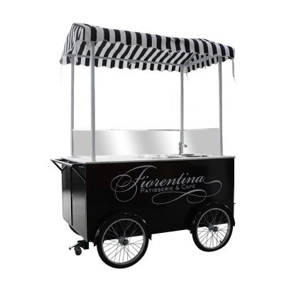 China Cores personalizadas Bicicleta móvel Carrinho de comida Tipo de mão de empurrão Longa vida útil à venda
