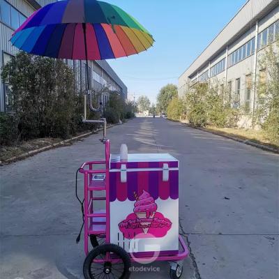 China Eiscreme Schubkarre für mobile Lebensmittelgeschäft mit 80L Gefrierschrank zu verkaufen