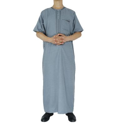 China Current Muslim Men's Thobe Moroccan Style Cotton And Linen Fabric For Islamic Men's Thobe 56-62 for sale