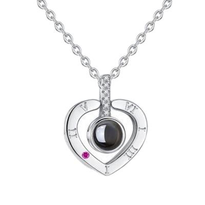 China Valentines Day Gift 100 Languages Romantic Projection I Love You Pendant Necklace for sale