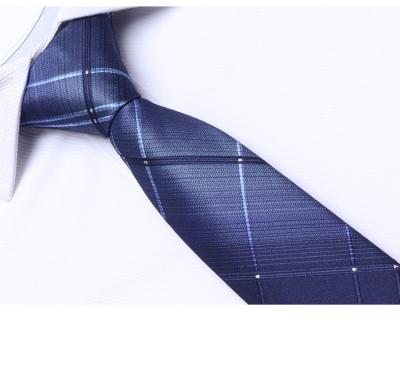 China Fashion 100% Silk Necktie Navy Blue Stripe Business Neck Ties for sale