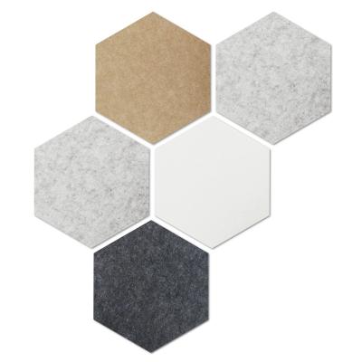China Modern stylish Black And White Hexagon Polyester Acoustic Panel Fabric Pin Board Customized Decorative Acoustic panel. for sale