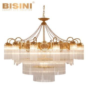 China European residential Crystal Stripe Big Size Brass and Crystal Chandelier For Home And villa decoration for sale