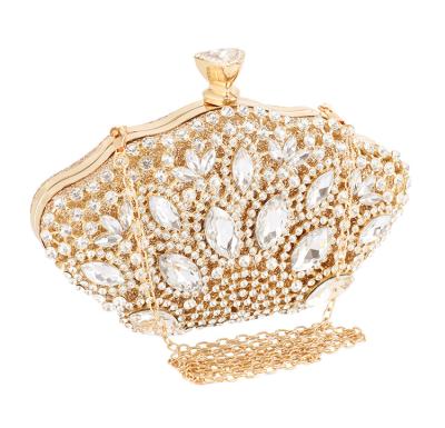 China JIANUO Gold Beaded Color Luxury Shell Evening Clutch Bag Woman Fashion Diamond Shell Clutch Bag for sale