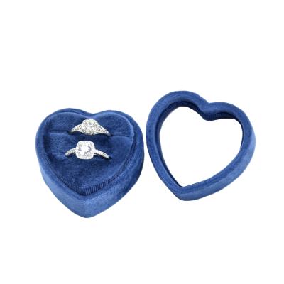 China Velvet Heart Shape Ring Box Wholesales Velvet Ring Custom Jewellry Packaging For Proposal for sale