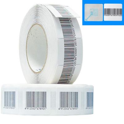 Chine Anti étiquette molle d'autocollant de label de code barres du vol rf 4*4cm 8,2 mégahertz d'EAS de sécurité de code barres de petit pain de label à vendre