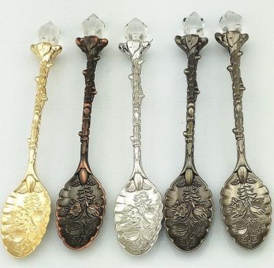 China Wholesale Bronze Crystal Coffee Spoon Retro Spoon Viable Metal Antique Retro Spoon for sale