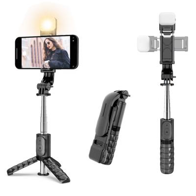 China Q11s Mini Portable Flexible 4-in-1 Selfie Stick Tripod Mobile Phone 360 Degree Rotation With Wireless Remote Control LED Shutter Lamp for sale