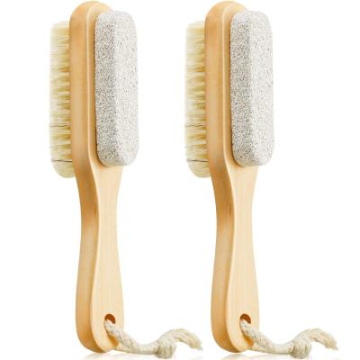 China Remove Dead Peel Custom Personal Wooden Natural Wood Brush Pumice Brush Wholesale Foot Handle Skin Care Foot Massager Scrubber for sale