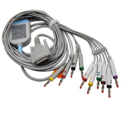 Cina Il cavo pediatrico SE-12 di elettrocardiogramma di Edan di 10 cavi esprime il rivestimento di SE-1200 3.6m TPU in vendita