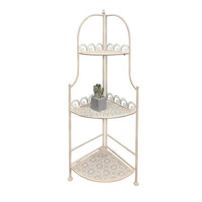 China Rustproof Antique Single Corner Storage Book Shelf and Bathroom Metal Roller Wrought Iron Shelves for sale