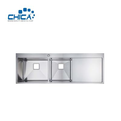 China Without Faucet Stainless Steel Press Kitchen Sinks With Double Bowls Topmount Kitchen Sink for sale