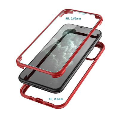 China Double Tempered Glass 9H Double Tempered Glass Phone Case For iPhone XS MAX Cellphone Case Soft TPU Mobile Cover iPhone 11 Edge 360 Glass for sale