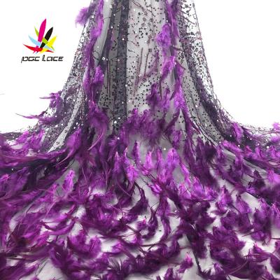 China 2020 Multi Viable French Feather Blouse Dress 5 Yards African Sequin Flower Lace Fabrics for sale