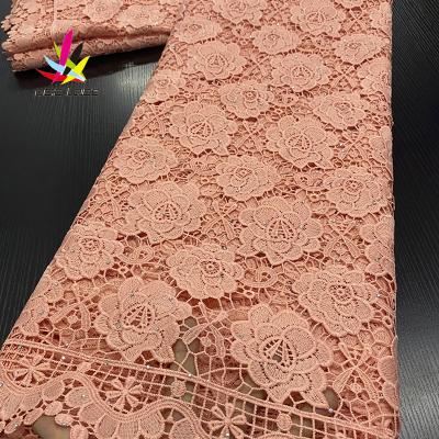 China Sustainable High Quality Best African Milk Silk Soft Peach Fabric Rope Lace for sale