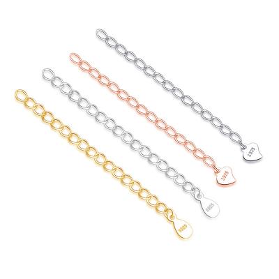 China 925 Sterling Silver S925 Water Drop Heart Brand Racket Bracelet Extension Chain DIY Jewelry Accessories Drop Tail Chain Plated for sale