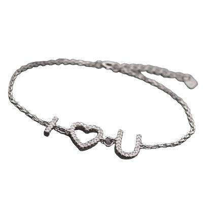 China Diy Personalized Custom Gold Plated Silver Chain Bracelet CLASSIC 26 Letter Love Initials Bracelet 925 English Women's Chain Bracelet for sale