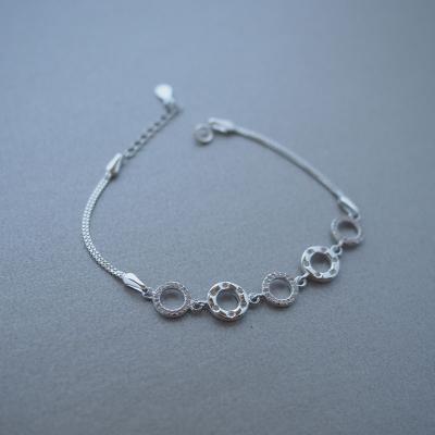 China CLASSIC Silver Bangle Blank Hole With Zircons S925 Claw Support Setting Sterling Silver Bracelet Set For Claws And Inlay for sale