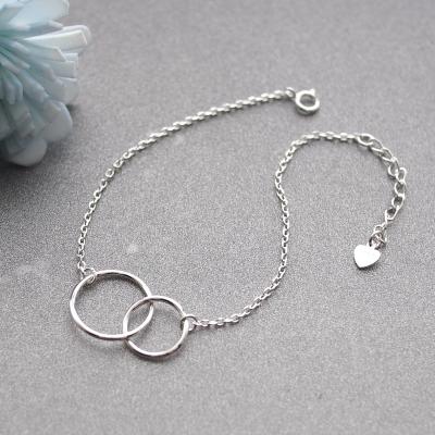 China CLASSIC Wholesale Delicacy Round Tennis Bracelets Shape Jewelry 925 Sterling Silver Interlocking Circles Minimalist Bracelet for sale