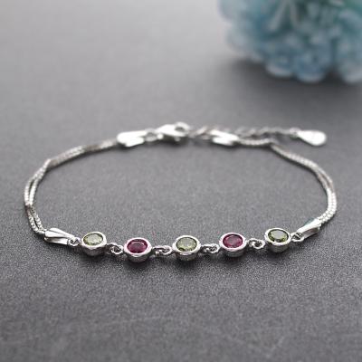 China Simple Fashion Colored Zircon Minimalist 925 Sterling Silver Women Bracelet Luxury CLASSIC 925 for sale