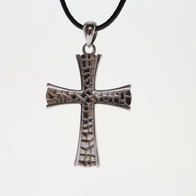 China 925 925 Sterling Silver Zircon Fashion Trend Fashion God Tiger Skin Leopard Religious Print Cross Pendant Street Gold Plated Temperament for sale