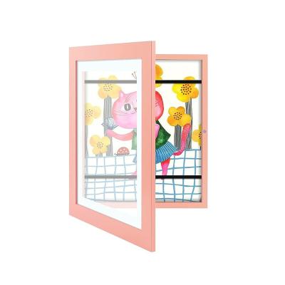 China Eco-friendly Kids Artwork Frames Changeable Display with Mat or Without Mat Front Opening Picture Display Wall Art Frames holds 50 for sale