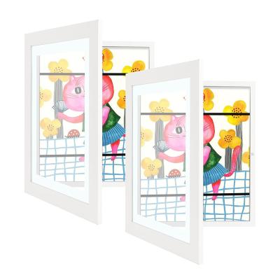 China Eco-friendly Black Storage Kids Art Frame Front Opening Holds 50Pcs Paper Display Horizontal & Vertical for Kid Art for sale