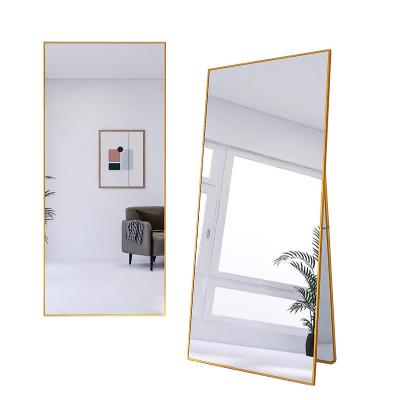 China Living Room Full Length Body Wall Floor Mirror with Stand / Large Gold Framed Standing Mirror Wholesale Price for sale
