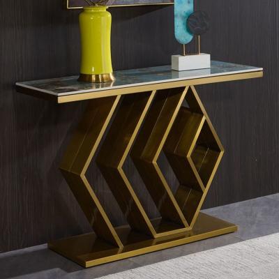 China European marble fashion porch style stainless steel wall art porch table entryway wedding minimalist console table extendable table for sale