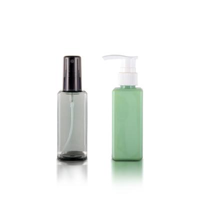 中国 100ml スクエア化粧品プラスチックボトル 噴霧ローションポンプ 環境に優しいPETPCR 販売のため