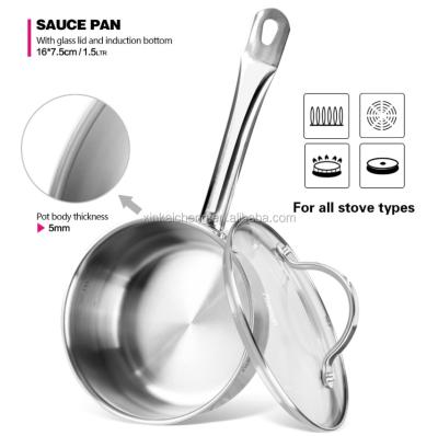 China Sustainable Kitchenware Accessories Pots And Pans Set 15-Piece Surgical Stainless Steel Cookware for sale
