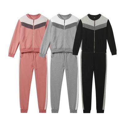 China Trendy Colors QUICK DRY Contrast Tracksuits For Women Comfortable Zipper Full Up Crewneck Soft Cotton Oversized Jogging Sweatsuit for sale