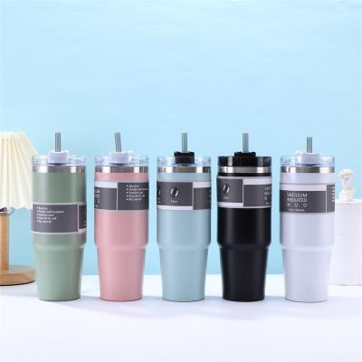 China American Style Large capacity car cup Coffee cup stainless steel insulated Ice cream with straw Cross Border 30oz car cup for sale