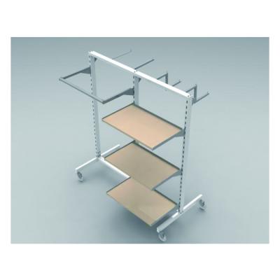 China Solid Wood Garment Display Rack Shelves Clothing Exhibition Double Side Rack for sale