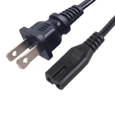 China HENG-WELL Wholesale High Quality US/Canada 2-Pin NEMA Plug to IEC 320 C7 Power Cord Set (PVC) 1.8M (1800mm) Black for sale