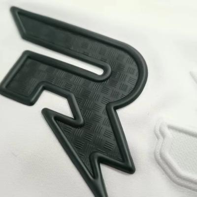 China Custom TPU 3D Black Label Embossed Heat Press Label TPU Printing Patches for Jersey for sale