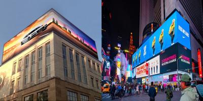 China Edifício exterior curvo 3D Billboard Grande ecrã de vídeo LED Imagem de exibição P3.9 Fixado ecrã de publicidade Exterior à venda