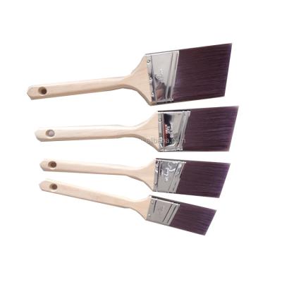 China New Design Good Quality Stainless Steel Ferrule Hard Wooden Handle Synthetic Fiber Paint Brush for sale