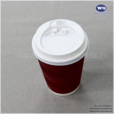 China 12oz Red Disposable LOGO Printed Ripple Wall paper Cups Personalised Paper Coffee Cups Bulk Disposable Coffee Cups for sale