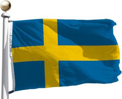 China 3x5Ft Sweden Flag Polyester Fabric With Two Plastic Hooks Outdoor And Indoor Fabric for sale