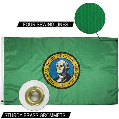 China State of Washington Flag 3x5 ft Outdoor Heavy duty Dupont Nylon US Flags Strong Canvas Heading and Brass Grommets for sale