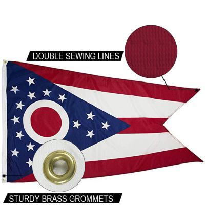 China State of Ohio Flag 3x5 ft Outdoor Heavy duty Dupont Nylon US Flags Strong Canvas Heading and Brass Grommets for sale