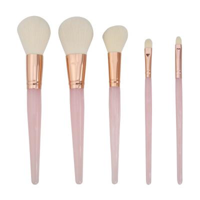 China Angular Blush Jade Plastic Handle Luxury Natural Man-Made Hair Makeup Brush Set Professional Beauty Cosmetic Tool for Dusting Blush Brushes for sale
