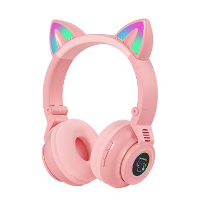 China 2021 new Super-Aural Cat Ears Surround Sound RGB LED cute light and noise canceling microphone gaming headset earphone for sale