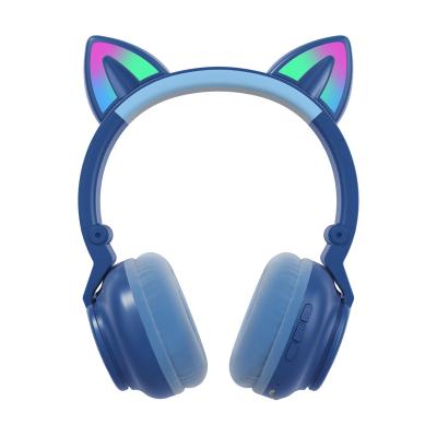 China Cat Ear Headphones Mic Wireless Supra-Aural 9 Colors LED Light Flashing Stereo Headset Support FM Radio TF Card Glow and Volume Control for sale