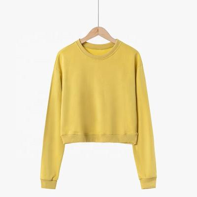 China Anti-Wrinkle LUXI Clothing Women's Sexy Logo Long Sleeve Pullover Crop Top Casual Basic Sweatshirt Custom Made for sale