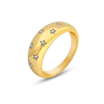 China New Design Star Ring Factory Custom Rings Cubic Zirconia CLASSIC Gold Plated Stainless Steel Diamond Engagement Ring for sale