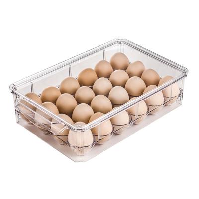 China Freshness Preservation in Egg Tray Dispenser Stackable Organizer Storage Bins Kitchen Stock Rectangular 24 Bins Kitchen Clear Plastic Boxes for sale