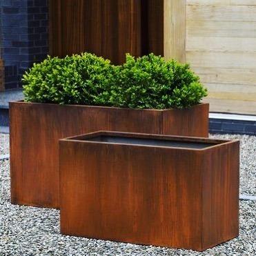 China CLASSIC Corten Steel Outdoor Plant Box Custom Garden Plant Flower Pots Outdoor Box Corten Steel Planter for sale